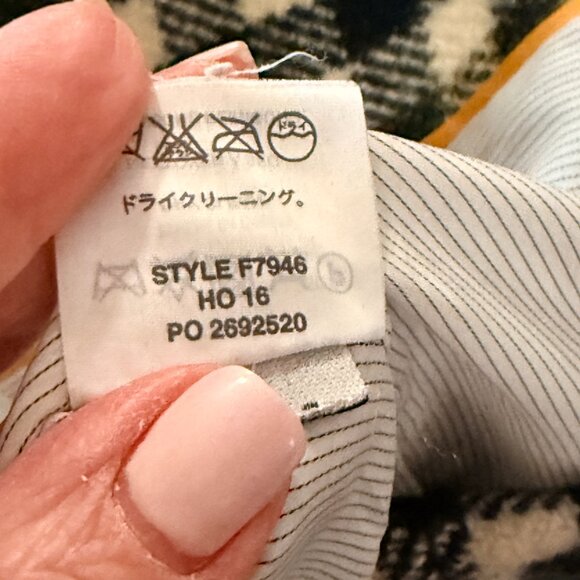 J.Crew Double Breasted Classic Wool Coat Jacket Black Ivory Oxford Plaid sz 12 - Picture 8 of 9